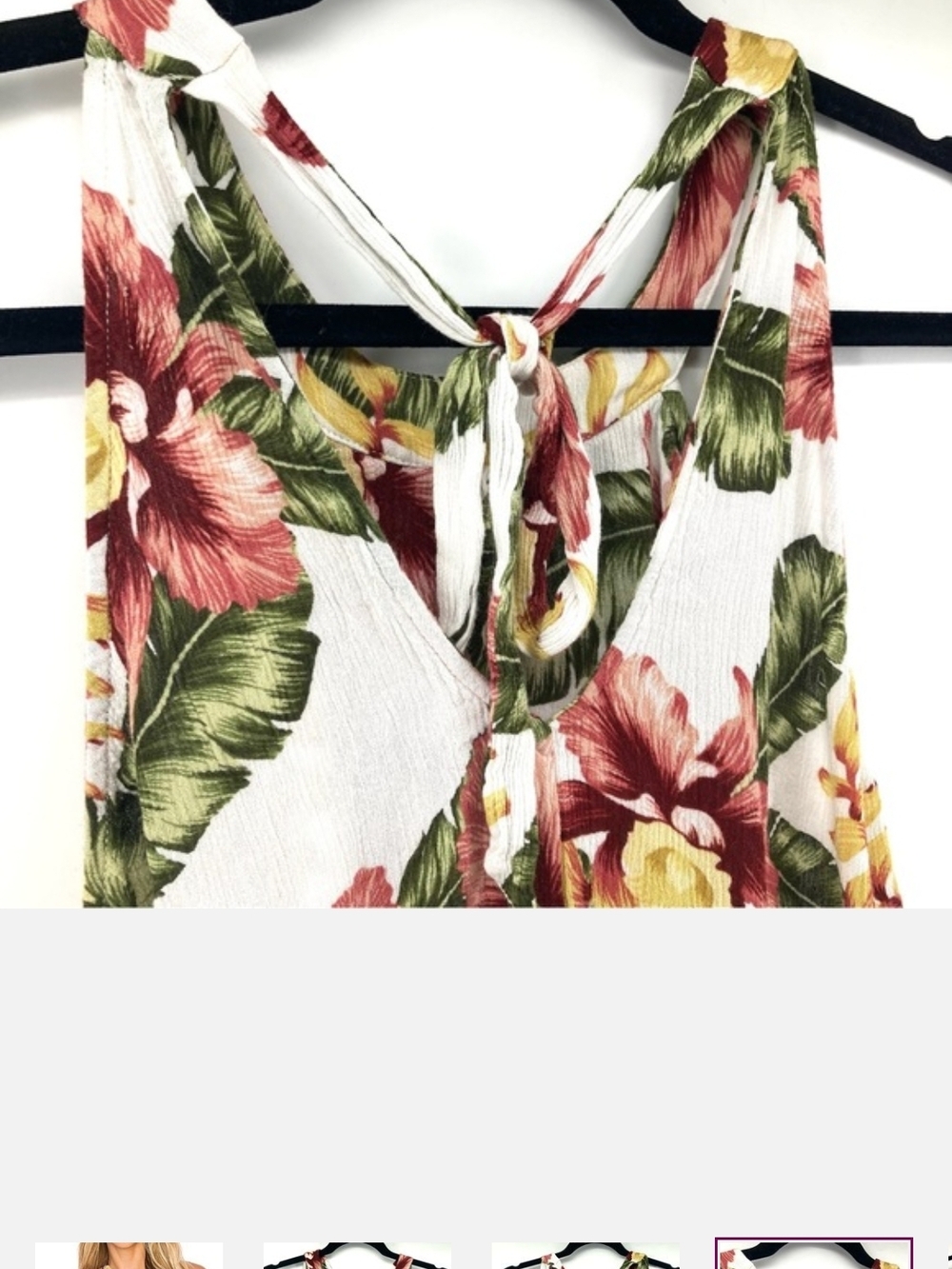 Show Me Your MuMu White Halter Crop Top with Pink & Green Tropical Print - Picture 2 of 5